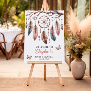 Boho Blush Dreamcatcher Baby Shower Welcome Foam Board