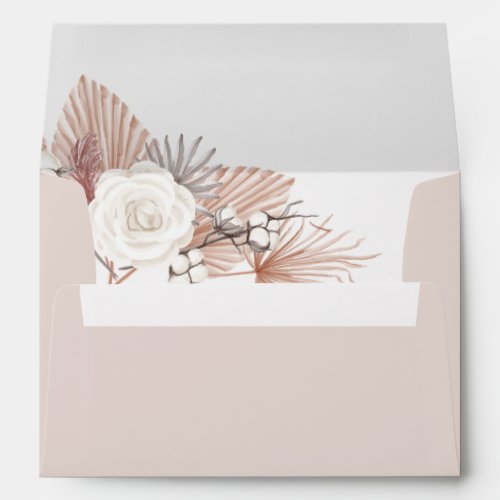 Boho Blush Dried Floral Wedding Invitation Envelop Envelope