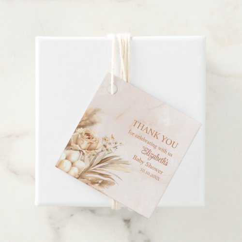 Boho Blush Floral Baby Shower Thank You Favor Tags