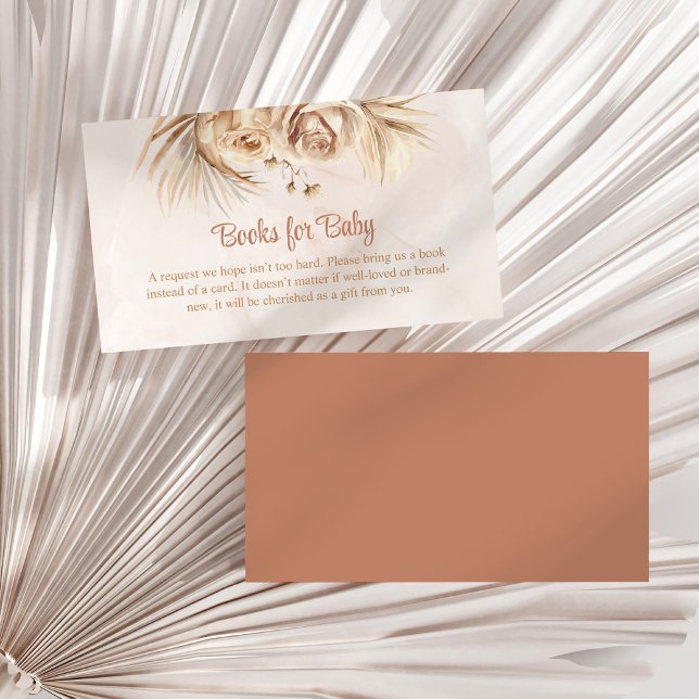 Boho Blush Floral Books for Baby Enclosure Card (Boho Blush Floral Books for Baby Enclosure Card on a sunny white dry palm leaf.)