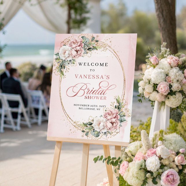 Boho Blush Floral Eucalyptus Bridal Shower Welcome Poster (Boho Blush Floral Eucalyptus Bridal Shower Welcome)