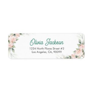 Boho Blush Floral Eucalyptus Frame Baby Shower Label