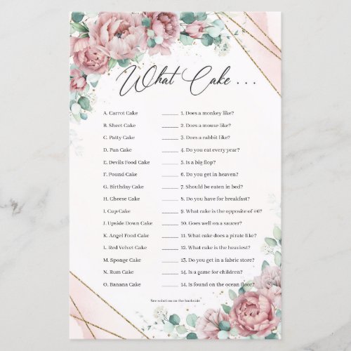 Boho Blush floral eucalyptus gold frame What Cake