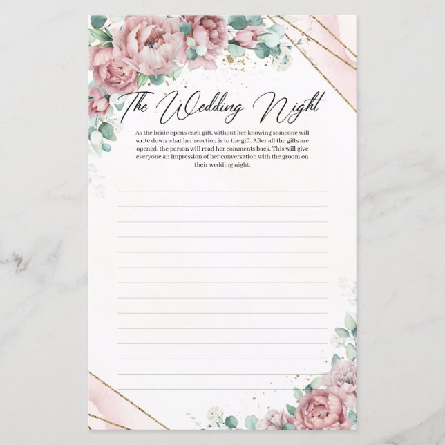 Boho blush floral eucalyptus gold The Wedding Nigh (Front)