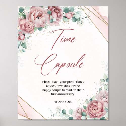 Boho blush floral eucalyptus Time capsule game Poster