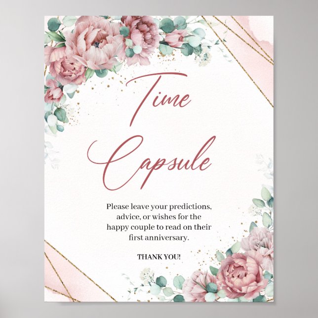 Boho blush floral eucalyptus Time capsule game Poster (Front)