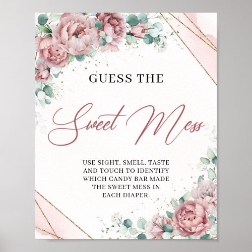 Boho Blush floral gold frame Guess The Sweet Mess Poster