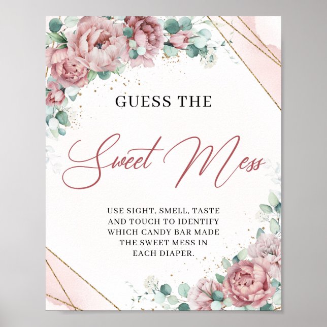 Boho Blush floral gold frame Guess The Sweet Mess Poster (Front)
