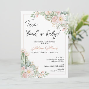 Boho Blush Floral Taco 'bout Baby Baby Shower Invitation