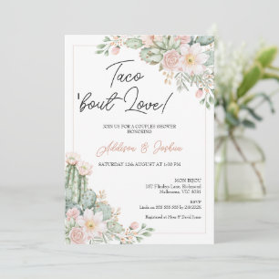 Boho Blush Floral Taco 'bout Love Couples Bridal Invitation