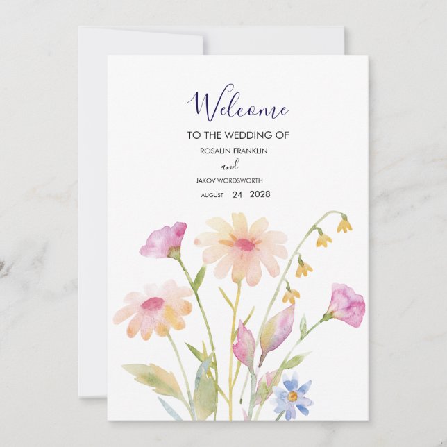 Boho Blush Floral Wedding Invitation (Front)