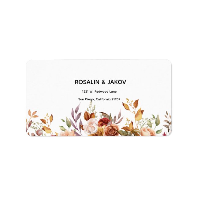 Boho Blush Floral Wedding Invitation Label (Front)