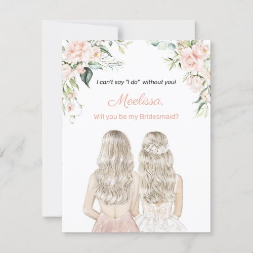 Boho Blush Floral Will You Be My Maid Of Honor Invitation