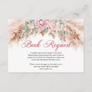 Boho Blush flowers pampas greenery book request Enclosure Card