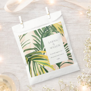 Boho Blush Green Tropical Palm Beach Wedding Favor Bag
