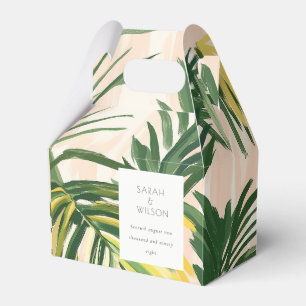Boho Blush Green Tropical Palm Beach Wedding Favor Boxes