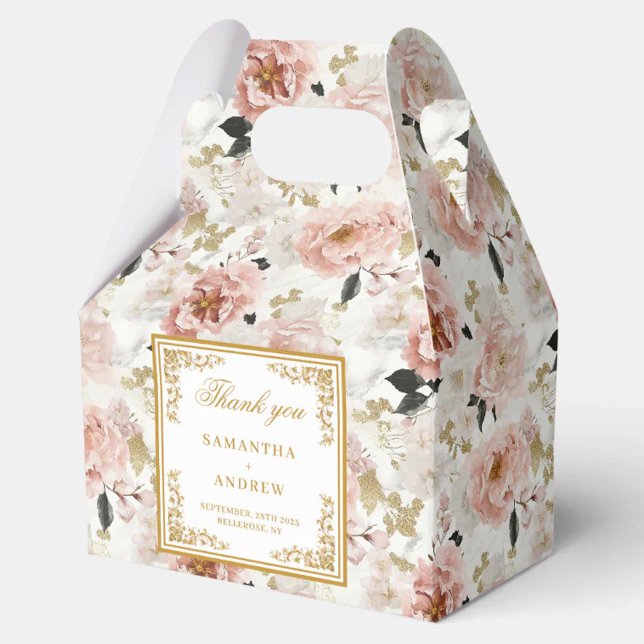 Boho blush ivory gold floral wedding favor box (Boho blush ivory gold floral wedding favor box)