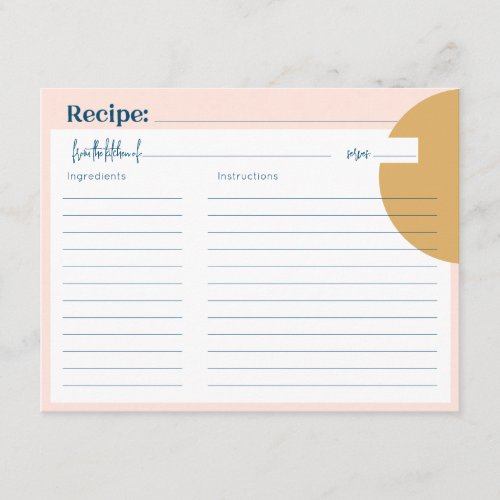 Boho Blush  Mustard Premium Recipe Card