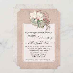 BOHO Blush Orchid Floral Tropical Jungle Foliage Invitation