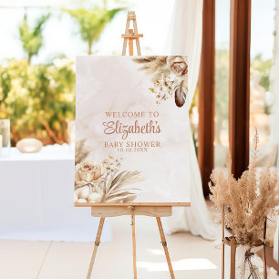 Boho Blush Pampas Grass Baby Shower Welcome Foam Board