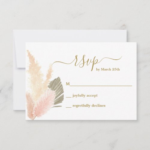 Boho Blush Pampas Grass RSVP card