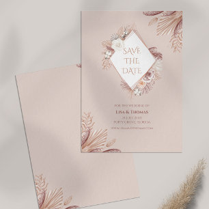 Boho Blush Pampas Grass Save the Date Card