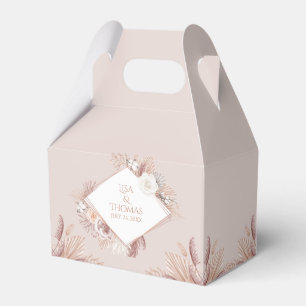 Boho Blush Pampas Grass Wedding Favor Box