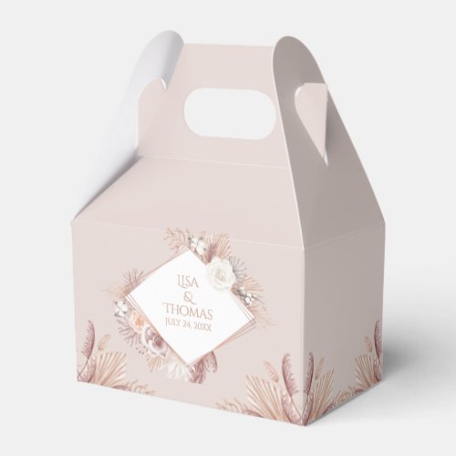 Boho Blush Pampas Grass Wedding Favor Box