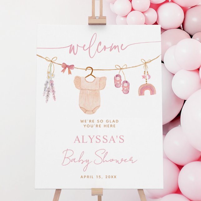 Boho Blush Pink Baby Clothes Baby Shower Welcome Foam Board (Creator Uploaded)