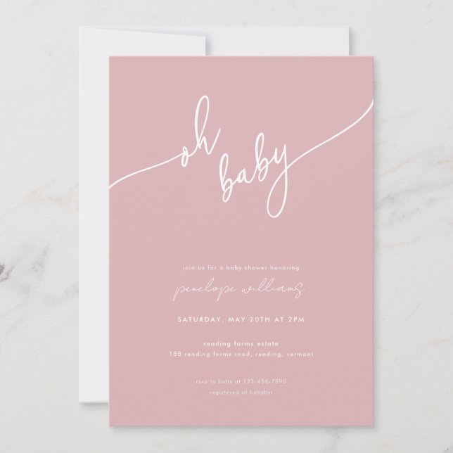 Boho Blush Pink Baby Shower Invitation (Front)