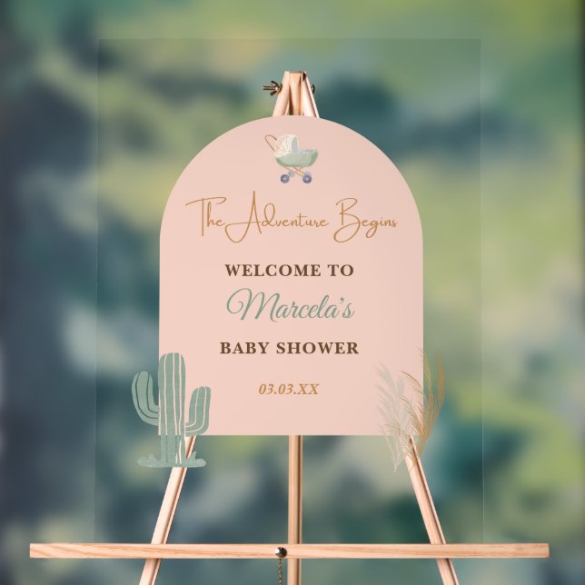 Boho Blush Pink Boho Baby Shower Welcome Sign (Neutral)