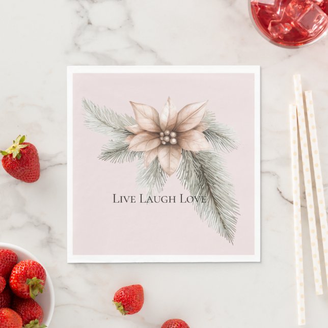Boho Blush Pink Christmas Floral  Napkins (Insitu)