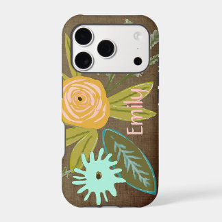 Boho Blush Pink Coral Green Floral Fern Leaf Acorn iPhone 17 Pro Case