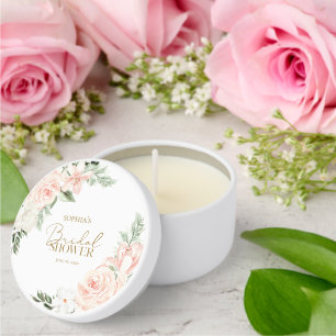 Boho Blush Pink Floral Bridal Shower Mini Candle Favors