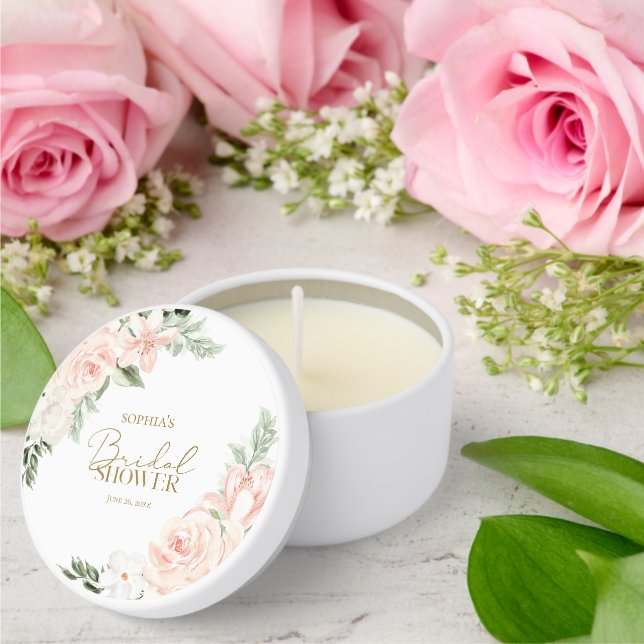 Boho Blush Pink Floral Bridal Shower Mini Candle Favors (Insitu (Wedding))