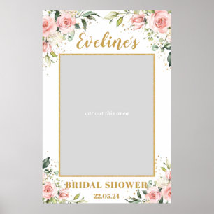 Boho blush pink floral bridal shower photo prop poster