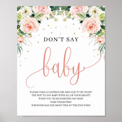 Boho blush pink floral dont say baby sign game