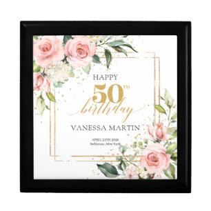 Boho Blush pink floral eucalyptus 50th birthday Gift Box