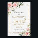 Boho Blush pink floral gold 16th Birthday Welcome Foam Board<br><div class="desc">Boho Blush pink floral gold 16th Birthday Welcome Foam Board, perfect for creating an unforgettable entrance at your sweet 16 celebration! This stunning decoration features a beautiful blush pink and gold floral design that will add a touch of elegance and sophistication to your party decor. The foam board is lightweight...</div>