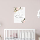 Boho blush pink floral gold bridal shower welcome 