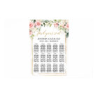 Boho blush pink floral gold wedding seating chart