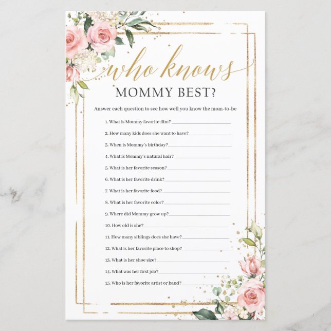 Boho blush pink floral gold who knows mommy best (Front)