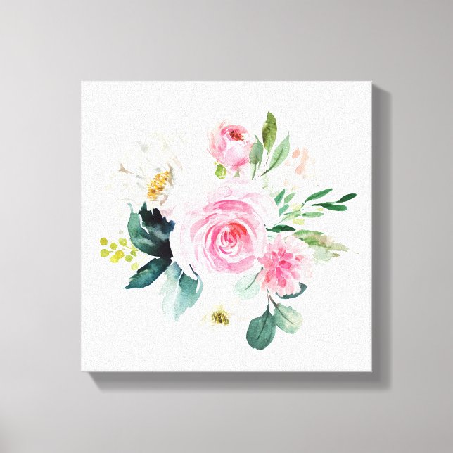 Boho blush pink floral greenery kids Canvas Print (Front)