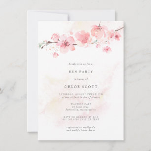 Boho Blush Pink Floral Hen Party Invite