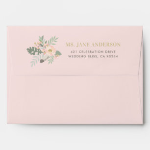 Boho Blush Pink Floral Lined Wedding Envelope