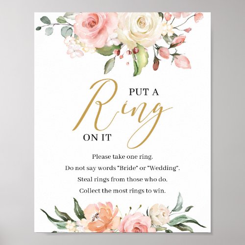 Boho Blush pink floral put a ring on it game sign