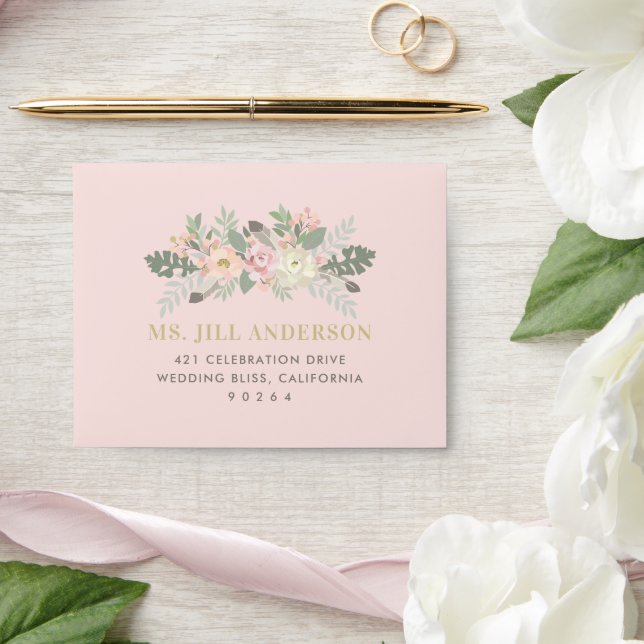 Boho Blush Pink Floral RSVP Wedding Envelope (Wedding)