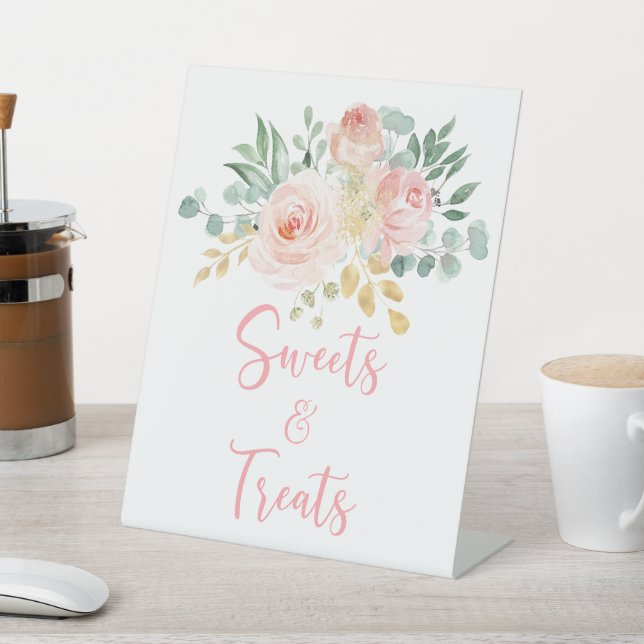 Boho Blush Pink Floral Shower Sweets & Treats Sign (In SItu)