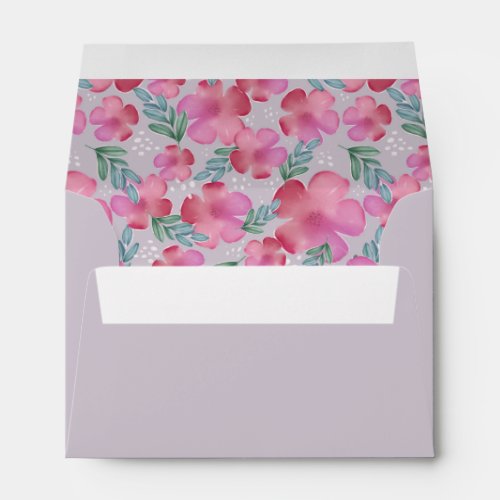 Boho Blush Pink Floral Watercolor Wedding Envelope