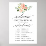 Boho blush pink floral wedding order of service poster<br><div class="desc">Boho blush pink floral wedding order of service poster 24x36 sign,  Contact me for matching items or for customization,  Blush Roses ©</div>